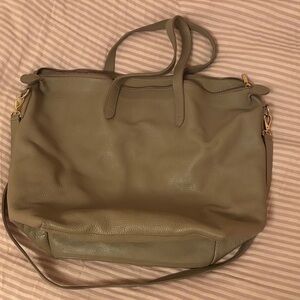 Elegant Olive Green Leather Tote Bag